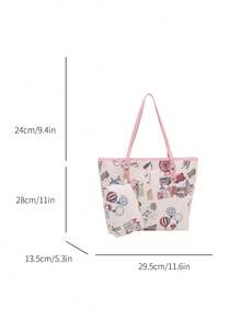 新款可爱小熊涂鸦单肩包，多功能大容量手提包，适合女孩，2026春季系列 - 粉色 - 查看 5