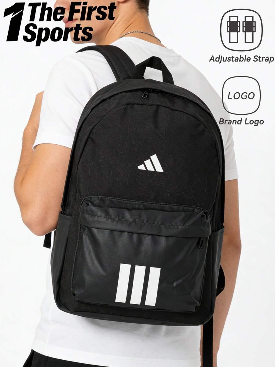 Adidas ESS 3S BARS BP Backpack, Unisex Design, Classic 3-Stripes, Comfortable & Durable, Large Capacity, Suitable For Students, Travel, Outdoor Activities And Commuting - Black/white - View 1