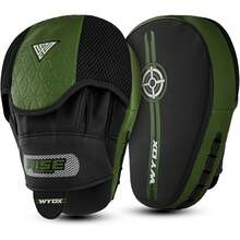 Guantes de Boxeo, Manoplas Curvas para Entrenamiento de precisión, Cuero sintético de Primera Calidad para Golpes Rectos y Ganchos, Correa Ajustable y ventilada, Ideales para Muay Thai. - Verde y negro - Ver 10