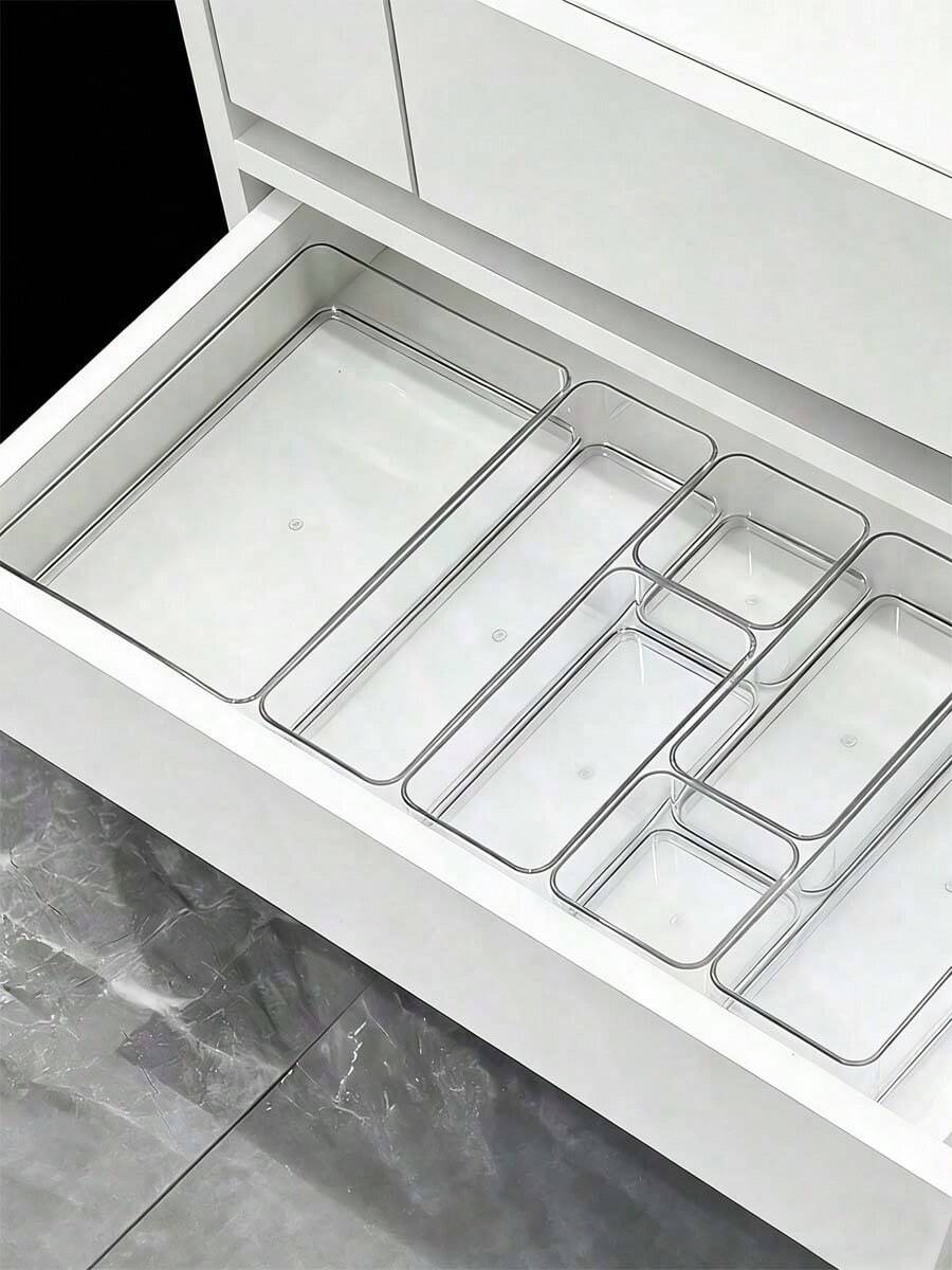 Hộp đựng đồ trong suốt 9/6/1 chiếc, hộp đựng mỹ phẩm, hộp đựng đồ dùng văn phòng và các vật dụng khác, quà tặng mùa hè cho các cô gái. - trắng - Xem 1
