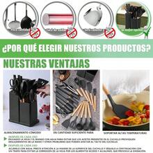 Utensilios de Cocina de Silicona, 19 Piezas Juego de Utensilios de Cocina Antiadherentes con Resistente al Calor, Juego de Cucharas para Cocinar de Incluyendo Accesorios Cocina Negro - Negro - Ver 6
