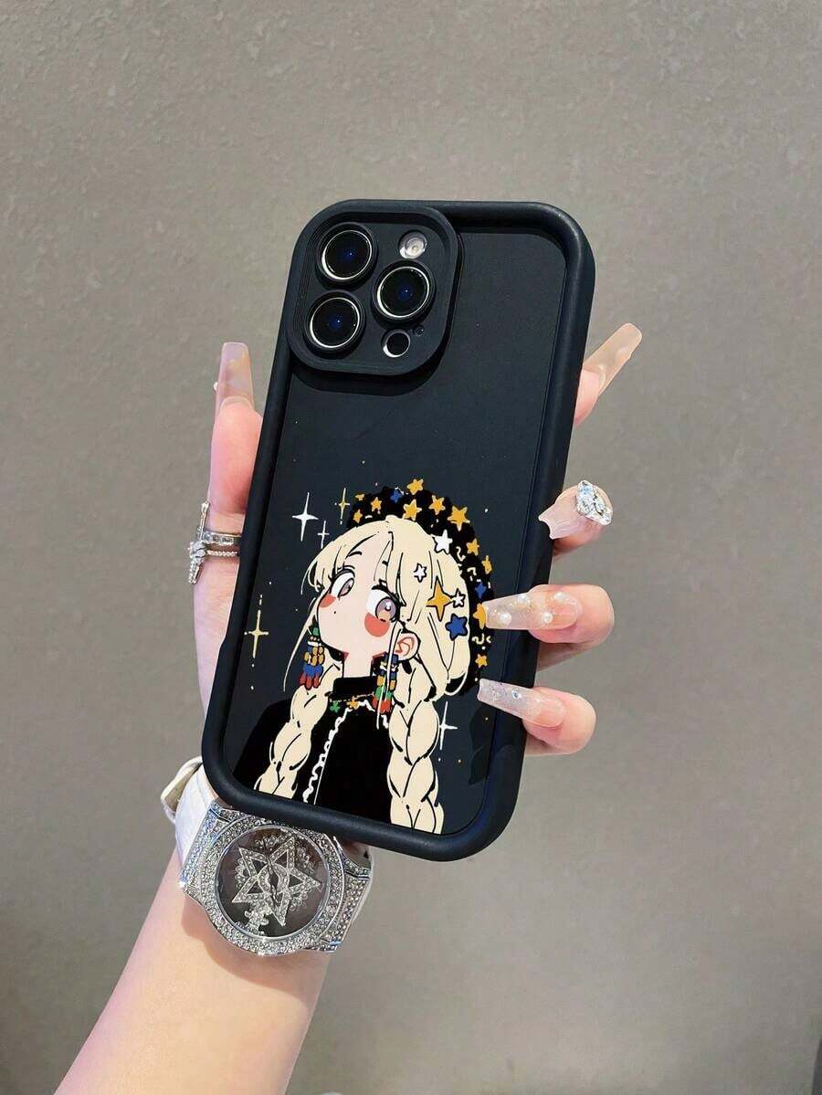 1ダブルポニーテールガールスターガーランドパターンの電話ケース、TPU材料のスカイアイステップ電話ケース、フェスティバルギフトとして贈呈ることができます。 11、12、13、14、15、16プロ/プロマックス/14、15、16プラス17/エアモデルに適しています。 男女兼用の電話ケース。 - ブラック - チェックする 1