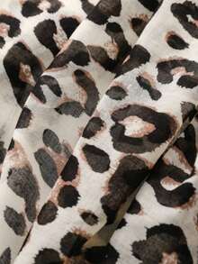 1pc Women's Leopard Print Scarf, Artistic Grey Tone Long Shawl With Tassels, Soft Cotton Linen Feel, Travel Accessory - Multicolor - View 9