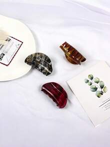 1个/3个大理石纹波西米亚风ABS塑料发爪夹，时尚百搭，适合海滩、旅行、派对、度假、返校季等场合。 - 彩色 - 查看 9