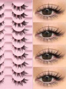 10 Pairs Of 3D False Eyelashes - Thick, Fluffy And Lightweight | Various Styles Reusable Self-Adhesive Eyelashes For Beginners (C/D Curl, 6-9mm/10-12mm/16-18mm) - fox eye lashes - View 6