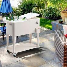 80 Quart Rolling Cooler Cart 4 Wheel Picnic Camping Beverage Cart Ice Beer Chest - 1 - 查看 6
