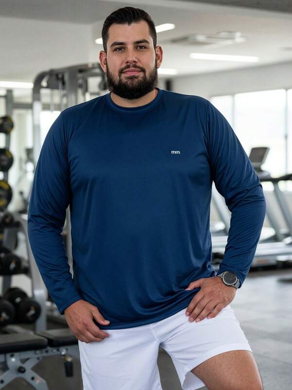 Camisa Plus Size Masculina Manga Longa Térmica Proteção Uv Treino