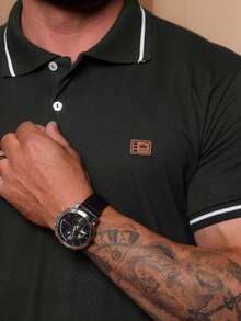 Kit Of 2 High Quality Polo Shirts 100% Cotton Men's Basic T-Shirt Autumn Spring Spring/Autumn Summer Winter All Spring/Summer Autumn/Winter Spring/Summer/Autumn Regular Fit Christmas Thanksgiving Valentine's Day Pride Month Teacher's Day Father's Day Polo Shirt - 陸軍和軍事 - 查看 3