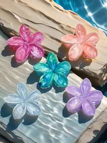 4/5/6pcs Tie-Dye Daisy Flower Hair Clips, Boho Style Marble Pattern Hair Barrettes, Suitable For Any Occasion - Multicolor - View 9