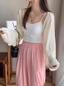 1pc Women Lightweight Shawl Cover Up, Summer Thin Cover Up, Short Knit Bolero Jacket, Air Conditioning Sweater - Multicolor - View 2