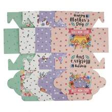 28个/包 母亲节烘焙DIY饼干礼品包装开窗纸盒，节日派对糖果巧克力零食礼盒，4种混合图案 - 彩色 - 查看 7