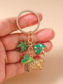 1pc Creative Multi-Color Mushroom, Letter, Coconut Tree, Cactus Keychain, Everyday Carry Key Ring For Women - Multicolor - View 4