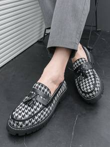 男士乐福鞋，柔软商务一脚蹬皮鞋，2026新款黑白图案休闲鞋，韩版英伦软底夏季户外鞋，简约百搭莫卡辛鞋，复古日常鞋，一体式渔夫鞋，流苏装饰婚鞋（情人节、万圣节、休闲外出），轻便舒适正装鞋，时尚正式鞋，通勤平底牛津鞋，绅士社交鞋，新郎鞋，节日礼物，春秋季驾车鞋 - 白色 - 查看 9