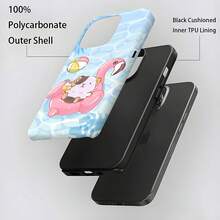 Estuche para teléfono Hamster Pool Party Compatible con estuches para teléfonos   17  16 Pro Max  15 Pro Max  13 y  12 Hecho de material 2 en 1 que brinda protección contra golpes y caídas Un regalo divertido para familiares, amigos, amantes, novios/novias y celebraciones de verano - Blanco - Ver 7