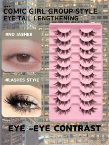 10 Pairs Of 3D False Eyelashes - Thick, Fluffy And Lightweight | Various Styles Reusable Self-Adhesive Eyelashes For Beginners (C/D Curl, 6-9mm/10-12mm/16-18mm) - fox eye lashes - View 3