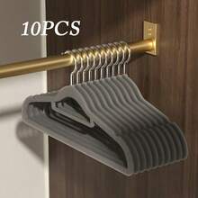 10 chiếc móc treo quần áo vô hình, móc treo quần áo bọc nhung, móc treo quần áo chống trượt, móc treo quần áo dùng trong nhà, chất lượng cao và thiết kế liền mạch. - Nhiều màu - Xem 10