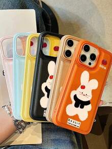 兔子图案单件装纹理蓬松手机壳，兼容 11/12/13/14/15/16/17系列，送给家人、朋友、节日的绝佳礼物 - 黃色 - 查看 7