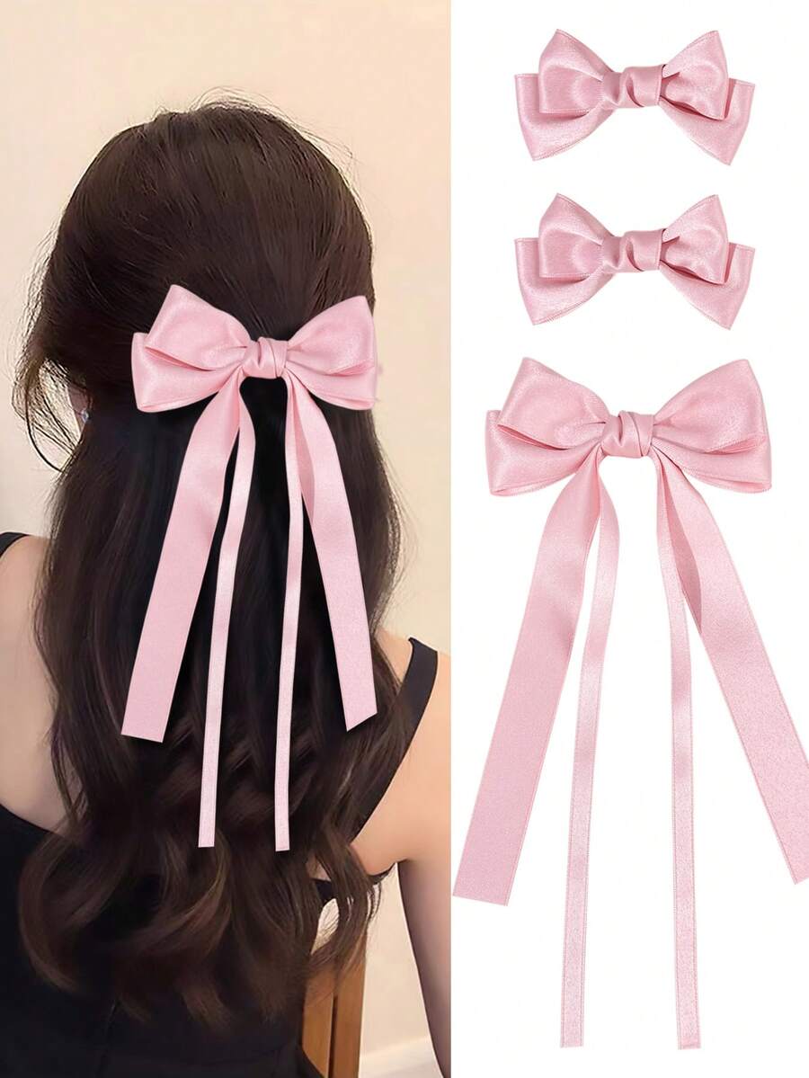 3件套女士甜美时尚情人节蝴蝶结发夹，简约百搭的优雅蝴蝶结发饰，适合日常通勤、节日、派对、生日、外出、拍照等各种场合，是送给闺蜜的绝佳礼物。 - 彩色 - 查看 1