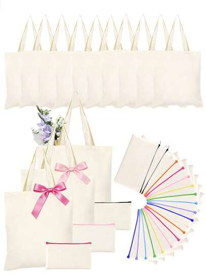 20/10/5/3/2/1 יחידות/סט תיקי בד ריקים מרובים ונרתיק רוכסן אחסון ארגונית סט, קיבולת גדולה קל משקל רב-תכליתי לכלי בית, גינון, חומרי ניקוי, בגדים, צבעים שונים