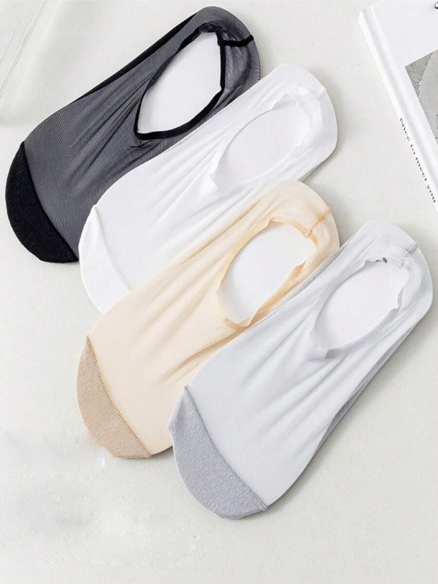 4 Pairs Ramadan Boat Socks For Women, Pure Cotton Thin Breathable Moisture-Wicking Invisible Ankle Socks, Summer - Multicolor - View 1