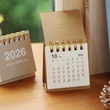 Retro Mini Calendar; Desktop Decor Student Portable Spiral Bound Planner - Retro Mini Desk Calendar - View 1