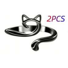 Adjustable Geometric Cat Ring, Knitting Ring Accessories With Animal Tension Rings And Needle Markers, Adjustable Dragon Needle Knitting Rings With Storage Box, Crochet Stitch Markers, Personalized Knitting Ribbon Accessories Crochet Yarn Thai Silver Finger Rings, Knitting Crochet Tail Ring Set - Multicolor - View 13