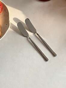 1/2件套简约风格银色不锈钢平头黄油刀，奶酪甜点刀，早餐涂抹刀，面包黄油果酱刀，高品质餐具，家用三明治涂抹切片刀 - 彩色 - 查看 13