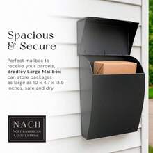 NACH Black Mailbox Wall Mount 4.8 X 10 X 13 Inch Wall Mounted Mailboxes For Outside Waterpoof Mailbox For House - The Bradley Large Mail Box - Black - View 3