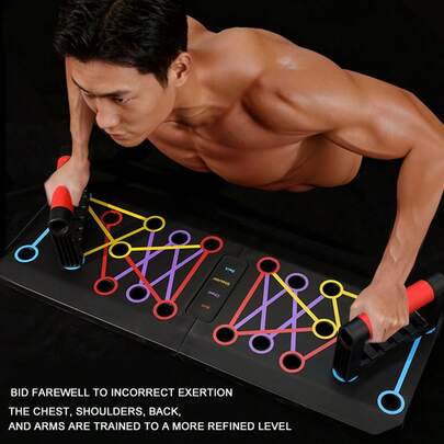 多功能俯卧撑架健身板架，家用健身房胸腹肌训练器材，男士俯卧撑辅助平台