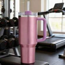 STANLEYO Stylish Multi-Color Insulated Travel Tumbler – Glossy White / Metallic Rose Gold / Shimmer Blush Pink – Double-Wall Stainless Steel Cup With Handle & Metal Straw, Leak-Proof Reusable For Coffee, Tea & Smoothies | Ideal Gift For Christmas, Halloween & More For Family & Friends - 彩色 - 查看 1