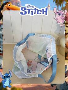 Disney 1 Pc Officially Licensed Stitch Pattern High-Capacity Shopping Bag Foldable Tote Bag Drawstring Shoulder Bag Lightweight Big Bag Official Licensed - Verifiable For Lady/Women/Students Perfect For Daily/Shopping/Going Out - Multicolor - View 6