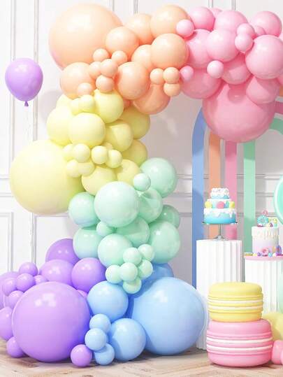 128pcs Pastel Rainbow Balloons Arch Garland Kit, Macaron Easter Balloon Arch Kit,18/10/5 In Pastel Spring Balloon Arch For Spring Easter Party Unicorn Birthday Party Shower Wedding Anniversary Gender Reveal Graduation Party Decoration Supplies