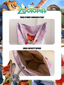 Disney 1 Pc Officially Licensed Zootopia Nick Pattern Storage Bag Shopping Bag High-Capacity Tote Bag Adjustable Shoulder Strap Shoulder Bag Lightweight Handbag Official Licensed - Verifiable For Lady/Girls/Women Perfect For Daily/Shopping/Going Out - Multicolor - View 11