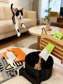 1/2pcs Cat Food Squeezer - Heavy-Duty Plastic Pet Food Dispenser With Non-Slip Base, Easy-Open Lid & One-Touch Operation - No Assembly Needed, Kibble, Travel, Kibble Dispenser, Compact Design, Durable Plastic - Multicolor - View 3