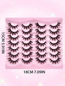 14 Pairs Of Natural Faux Mink Eyelashes, D Curl 3D Thick & Long Synthetic False Eyelash Strips, Cat Eye Style Strip Lashes,Lashes,Eyelashes,Fake Lashes - Fluffy Lashes - View 5