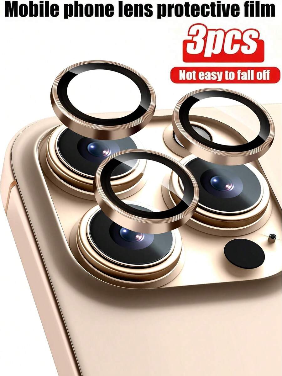 3pcs Camera Lens Protector Film Compatible With IPhone 16 Pro Max/16 Pro/17 Pro Max/17 Pro/15 Pro Max/15 Pro/14 Pro Max/14 Pro/13 Pro Max/13 Pro/12/11 Pro Max, Ultra-Strong Individual Lens Protection, Compatible With Phone Cases, High-Definition Tempered Glass Camera Screen Protector - Desert Titanium Applicable To Daily Shield, Office, Home Daily Shield Office Home Phone Camera Cover Waterproof Shockproof Anti-Fall Scratch Resistant