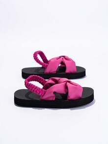 1 Pair Girls' Solid Color Slippers, Cute & Versatile Design, Non-Slip & Durable Sole, Spring/Summer Sandals, Essential For Vacation - Multicolor - View 2