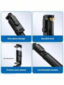 40-Inch Retractable Selfie Stick – Professional Floor Tripod For Live Streaming, With Wireless Remote, 360° Rotation, Stable Anti-Shake Design. Ideal For Travel Vlogs & Outdoor Live Streaming. Compatible With Smartphones Black For Summer Vacation, Travel, Outdoor Activities, Live Streaming Tripod Stand - Black - View 4