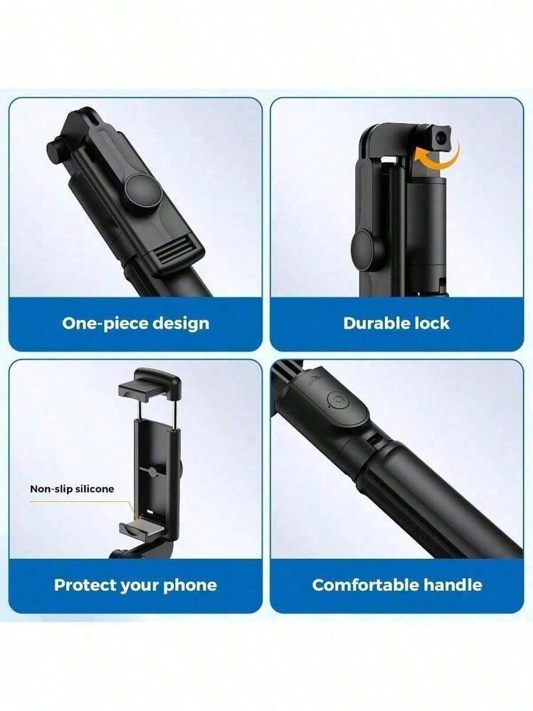 40-Inch Retractable Selfie Stick – Professional Floor Tripod For Live Streaming, With Wireless Remote, 360° Rotation, Stable Anti-Shake Design. Ideal For Travel Vlogs & Outdoor Live Streaming. Compatible With Smartphones Black For Summer Vacation, Travel, Outdoor Activities, Live Streaming Tripod Stand - 黑色 - 查看 4