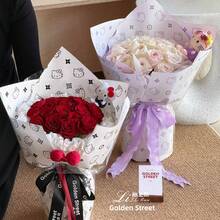 10/20张装花卉包装纸，花束包装纸，银边纸，韩式金边纸，适合DIY手工礼品包装、花卉装饰，22.4 x 22.4英寸，包装纸，薄纸，花束用品，圣诞节，情人节 - 多色 - 查看 5