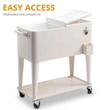80 Quart Rolling Cooler Cart 4 Wheel Picnic Camping Beverage Cart Ice Beer Chest - 1 - 查看 4
