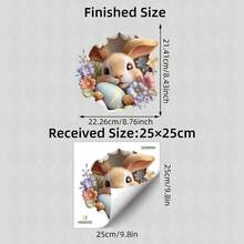BRUP 1pc Spring Easter Themed Toilet Sticker, Cartoon Rabbit With Colorful Egg & Flowers 2D Hole Design, Bathroom Decor For Shower, Sink, Toilet Bowl - Multicolor - View 4