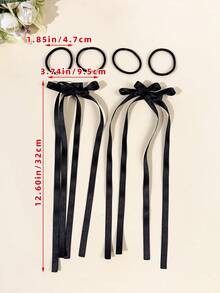 6pcs/Set Women's Fashion Long Ribbon Bow Hair Clips & Scrunchies Combo, Versatile Casual Elegant Cute Bow Hair Accessories, Suitable For Daily Commute, Holidays, Parties, Outings, Gifting - Multicolor - View 7