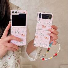 Keychain,Lanyard Cute Cartoon Puppy Party Folding Phone Case With Chain, Compatible With Samsung Galaxy Z Flip3 5G/Galaxy Z Flip 4 5G/Galaxy Z Flip 5 5G/Galaxy Z Flip 6 5G/Galaxy Z Flip 7 5G, Soft & Adorable Cartoon Folding Screen Protective Case - Multicolor - View 7