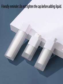 1个/3个装塑料真空泵瓶 0.51盎司/1.01盎司/1.69盎司 无气乳液瓶 可重复灌装化妆品收纳容器 小罐 便携旅行面霜乳液容器 - 方形 - 白色 - 查看 5