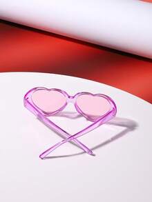 1副女士心形时尚眼镜，闪亮粉色镜片，轻盈聚碳酸酯镜框，适合节日活动，附眼镜盒 - 彩色 - 查看 6