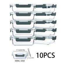 8pcs Glass Food Storage Containers With Airtight Lids, Glass Meal Prep Containers, Microwave, Oven, Fridge & Dishwasher Lunch Containers, - Multicolor - View 15