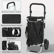 3-In-1 Folding Shopping Trolley With 40L Capacity, Load Capacity Up To 25kg, With Refrigerator Compartment, Black - Black - View 3