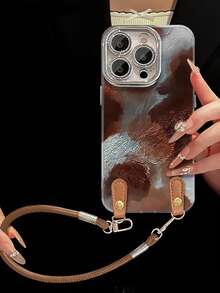 1件装扎染挂绳冰川图案防震全包手机壳保护套，兼容 11/12/13/14/15/16/17/Pro Max - 彩色 - 查看 4