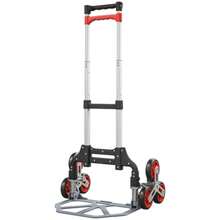 HOMCOM Folding Stair Climbing Trolley, 6-Wheel System, 70 Kg Load Capacity, Aluminum, Red